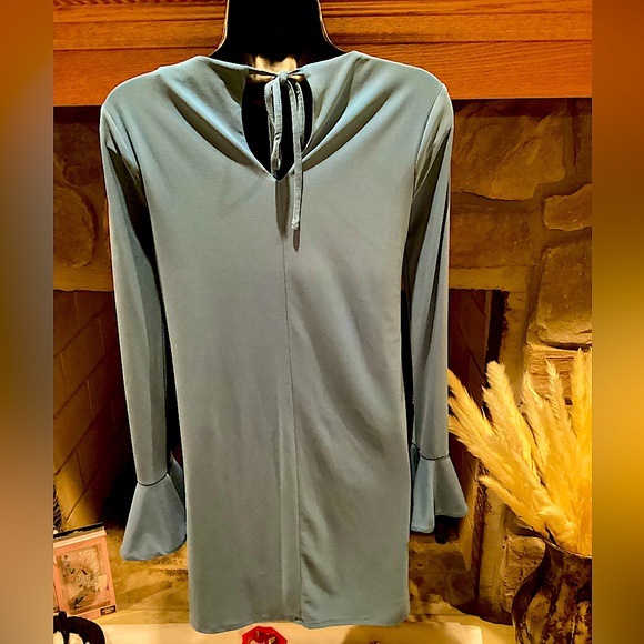 CYNTHIA STEFFE CECE BLUE GRAY LONG SLEEVE FLARED SHIFT DRESS SZ.XS - Picture 2 of 16